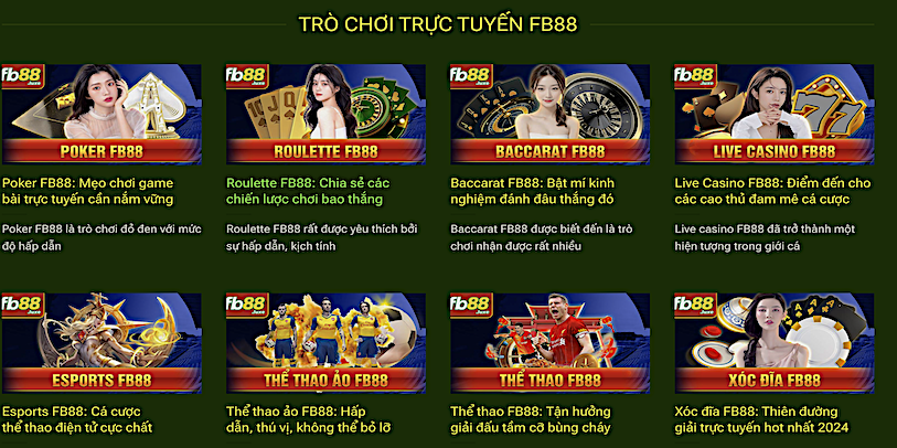 Kho trò chơi đa dạng và hấp dẫn tại nhà cái FB88 Kho trò chơi đa dạng và hấp dẫn tại nhà cái FB88